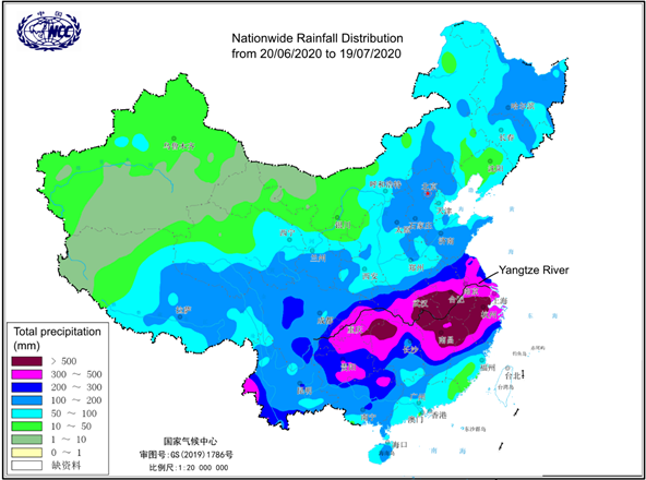 Rainfall situation: (a) Rain warning map of Rongjiang County the day
